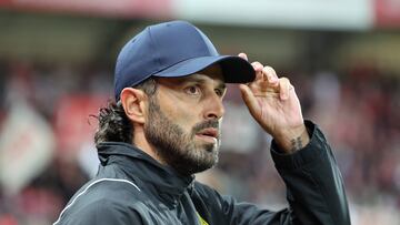 (FILES) Lyon's French head coach Fabio Grosso looks on during the French L1 football match between Brest and Lyon at the Francis Le Ble stadium in Brest, western France on September 23, 2023. Lyon's head coach Fabio Grosso is hoping for "a good game in Marseille" ahead of the Ligue1 football match on October 29, as Grosso faces rumours about his supposedly poor skills and lack of results. (Photo by Fred TANNEAU / AFP)