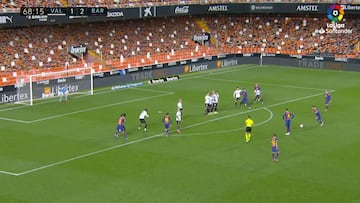 El golazo de falta de Messi en el Valencia vs Barcelona