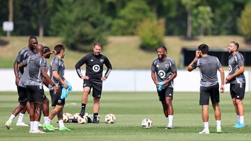 COLUMBUS, OHIO - JULY 23: Members of the MLS All-Stars participate in a training session at OhioHealth Performance Center on July 23, 2024 in Columbus, Ohio. Stacy Revere/Getty Images/AFP (Photo by Stacy Revere / GETTY IMAGES NORTH AMERICA / Getty Images via AFP)