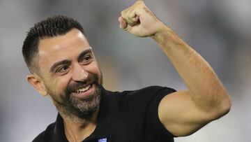 In this file photo taken on October 01, 2019, Sadd's coach Xavi Hernandez reacts after a goal during the first leg of the AFC Champions League semi-finals football match between Qatar's Al Sadd and Saudi' Al Hilal at the Jassim bin Hamad St