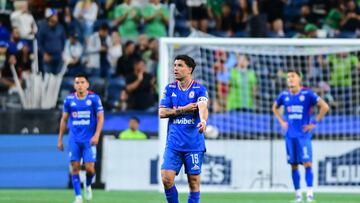 during the match between Cruz Azul and Seattle Sounders as part of Phase One of the Leagues Cup 2025 at Lumen Field Stadium on July 31, 2024 in Seattle, Washington, United States.