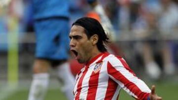 <b>GOLAZO. </b>Falcao celebra un gol con el Atlético, club en el que el colombiano ha dicho que se siente muy contento.