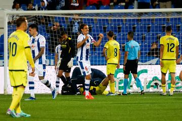Sergio celebra el gol que le hizo al Villarreal B. 