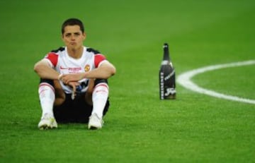 Javier Hernández 'Chicharito' con el Manchester United tras perder la final de la Champions League contra el FC Barcelona en Wembley el 28 de mayo de 2011.