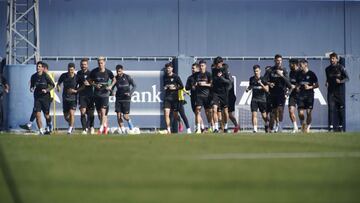 Entrenamiento del Málaga del pasado jueves en La Rosaleda.