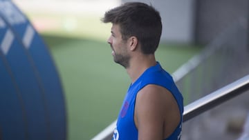El central del Barcelona, Gerard Piqué, durante un entrenamiento.