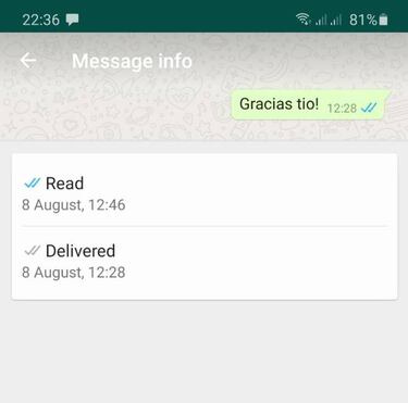 A qué hora ha leído tus mensajes de WhatsApp un contacto