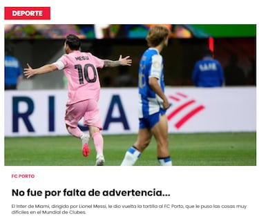 Prensa en Portugal reacciona a la derrota de Martín Anselmi ante Messi