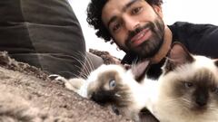 Mohamed Salah protesta junto a sus dos gatos siameses contra la nueva medida del gobierno de Egipto.