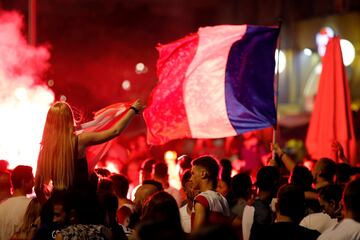 French fans take to the streets to celebrate World Cup final place