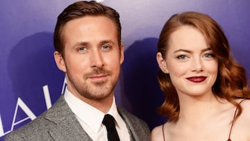 Ryan Gosling y Emma Stone en la presentación de La La Land