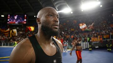 Soccer Football - Europa League - Group G - AS Roma v Slavia Prague - Stadio Olimpico, Rome, Italy - October 26, 2023 AS Roma's Romelu Lukaku celebrates after the match REUTERS/Guglielmo Mangiapane