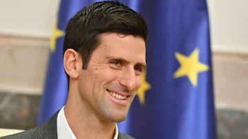 El tenista serbio Novak Djokovic, durante el recibimiento que le hizo el presidente de Serbia Aleksandar Vucic en Belgrado.