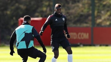 Pogba durante un entrenamiento del United.