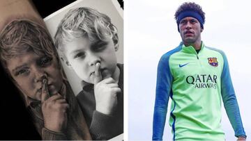 Neymar: incre&iacute;ble tatuaje con el rostro de su hijo Davi Lucca. Foto: Instagram