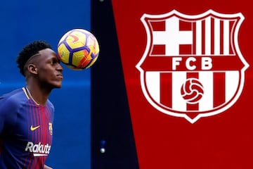 Yerry Mina presentado presentado en el Barcelona en el Camp Nou