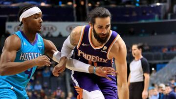 Ricky Rubio, durante el partido de la NBA que ha enfrentado a los Phoenix Suns y a los Charlotte Hornets