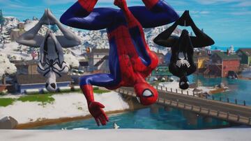 Se confirma la llegada de Spider-Man a Fortnite, y con dos estilos adicionales: Fundaci&oacute;n Futura (izquierda) y Simbionte de Venom (derecha)