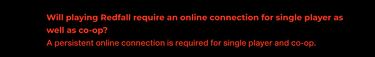 Redfall requerirá conexión permanente a internet incluso cuando juegues en solitario