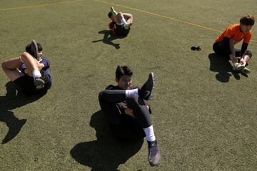 Los jugadores durante el entrenamiento diario.