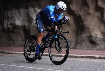 El ciclista español Javier Romo durante la crono de hoy. 