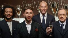 Los capitanes y Zidane posan con Florentino P&eacute;rez por un pr&oacute;spero 2017.