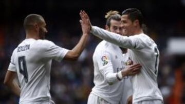 Benzema, Bale y Cristiano en su último partido juntos, 17 de enero de 2016 frente al Sporting de Gijón.