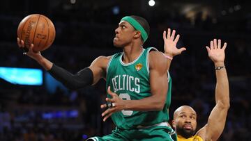 Rajon Rondo, durante un partido de las Finales de 2010 antes Los Ángeles Lakers