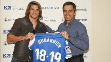 Dubarbier en su presentaci&oacute;n con el Deportivo. 
