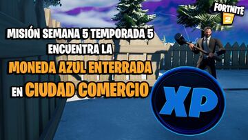 ¿Dónde encontrar la moneda azul enterrada en Ciudad Comercio en Fortnite Temporada 5?