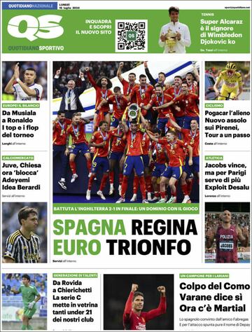 Invencibles, Reyes de Europa... Las portadas del triunfo de España en la Euro