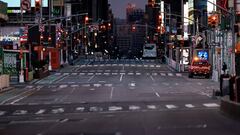 Times Square completamente vac&iacute;o en New York City, NY, USA. Abril 23, 2020.