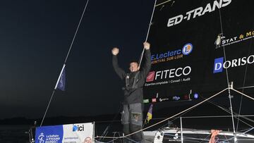 Hugo Candon tras cruzar la línea de llegada.