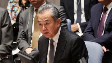 Chinese Foreign Minister Wang Yi attends a United Nations Security Council meeting on the conflict between Israel and Hamas, in New York City, New York, U.S., November 29, 2023. REUTERS/Brendan McDermid