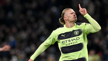 Erling Haaland, del Manchester City, empató a Luis Suárez y Neymar en la cantidad de goles dentro de las fases de eliminación directa de Champions League.