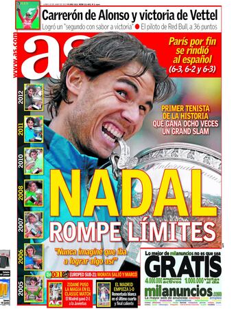 Así contó Diario As los Roland Garros de Rafa Nadal