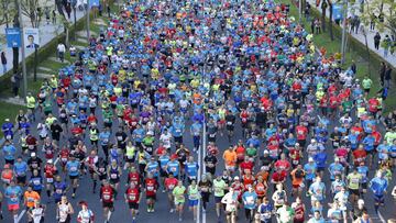 Imagen de la salida del EDP Rock 'n Roll Maratón de Madrid MAPOMA de 2019.