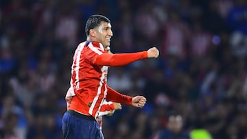 Bryan Gonzalez celebrates his goal 1-2 of Guadalajara during the quarter-final second match between Cruz Azul and Guadalajara as part of the Liga BBVA MX, Torneo Apertura 2025 at Olimpico Universitario Stadium, on November 30, 2025 in Mexico City, Mexico.