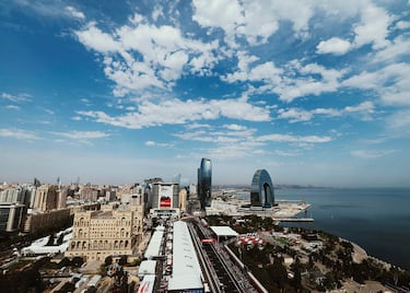 Vista aérea del circuito de Bakú.