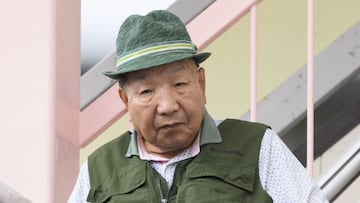 Iwao Hakamada, 88, leaves home for his daily stroll in Hamamatsu, central Japan September 26, 2024, 2024, in this photo taken by Kyodo. Mandatory credit Kyodo/via REUTERS ATTENTION EDITORS - THIS IMAGE HAS BEEN SUPPLIED BY A THIRD PARTY. MANDATORY CREDIT. JAPAN OUT. NO COMMERCIAL OR EDITORIAL SALES IN JAPAN.