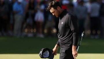 TULSA, OKLAHOMA - MAY 22: Mito Pereira of Chile reacts on the 18th green during the final round of the 2022 PGA Championship at Southern Hills Country Club on May 22, 2022 in Tulsa, Oklahoma. (Photo by Maddie Meyer/PGA of America/PGA of America via Getty Images )