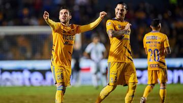   Juan Pablo Vigon celebrates his goal 2-0 eith Carlos Salcedo of Tigres during the game Tigres UANL vs FC Juarez, corresponding to 17th round of the Torneo Apertura Grita Mexico A21 of the Liga BBVA MX, at Universitario Stadium, on November 06, 2021.
 
 &lt;br&gt;&lt;br&gt;
 
 Juan Pablo Vigon celebra su gol 2-0 con Carlos Salcedo de Tigres durante el partido Tigres UANL vs FC Juarez, Correspondiente a la Jornada 17 del Torneo Apertura Grita Mexico A21 de la Liga BBVA MX, en el Estadio Universitario, el 06 de Noviembre de 2021.