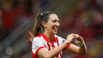 during the 11th round match between Guadalajara and America as part of the Torneo Clausura 2024 Liga MX Femenil at Akron Stadium, on March 17, 2024 in Guadalajara, Jalisco, Mexico.