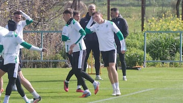 Del Moral, en el entrenamiento de ayer