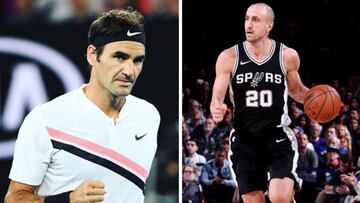 Imágenes de Roger Federer y de Manu Ginóbili.