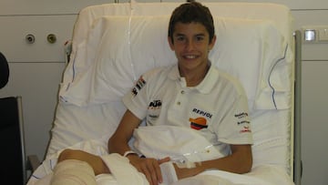 M&aacute;rquez se lesion&oacute; dos veces en 2008.