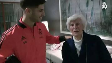 Asensio embraces his 90-year-old grandmother after Ajax game