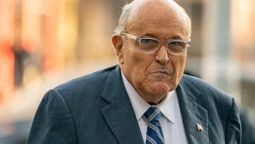 FILE PHOTO: Former New York City Mayor and former lawyer for U.S. President-elect Donald Trump, Rudy Giuliani walks outside United States District Court in Manhattan, where a judge will consider a request by two Georgia election workers to whom he owes $148 million for defamation to hold him in civil contempt for failing to turn over his assets, in New York City, U.S., January 3, 2025. REUTERS/David Dee Delgado/File Photo