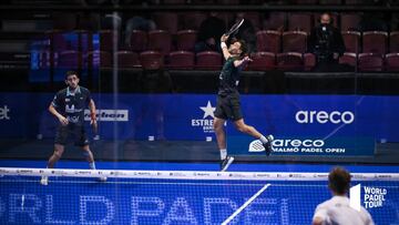 Lucas Campagnolo en el revés con Jon Sanz en el Open de Malmoe.