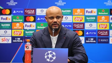 BERGAMO (Italy), 09/03/2026.- Bayern Munich coach Vincent Kompany attends a press conference, in Bergamo, Italy, 09 March 2026. Bayern Munich will face Atalanta BC in their UEFA Champions League round of 16-1st leg soccer match on 10 March. (Liga de Campeones, Italia) EFE/EPA/MICHELE MARAVIGLIA